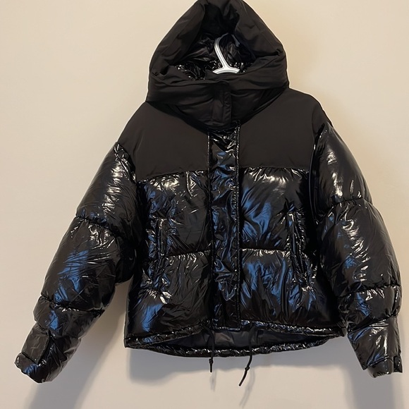 Zara Combination Puffer Black Jacket Woman Size S - Picture 5 of 10